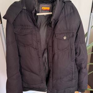 Brooklyn Industries men's black puffer jacket with hood size M